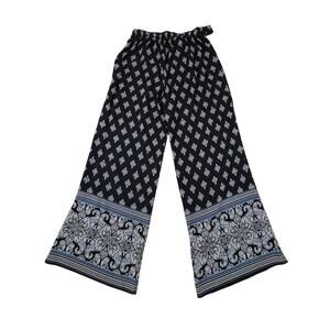 Active USA‎ Women's Floral Pattern Print Pants Size M Fleur-de-lis Cottagecore